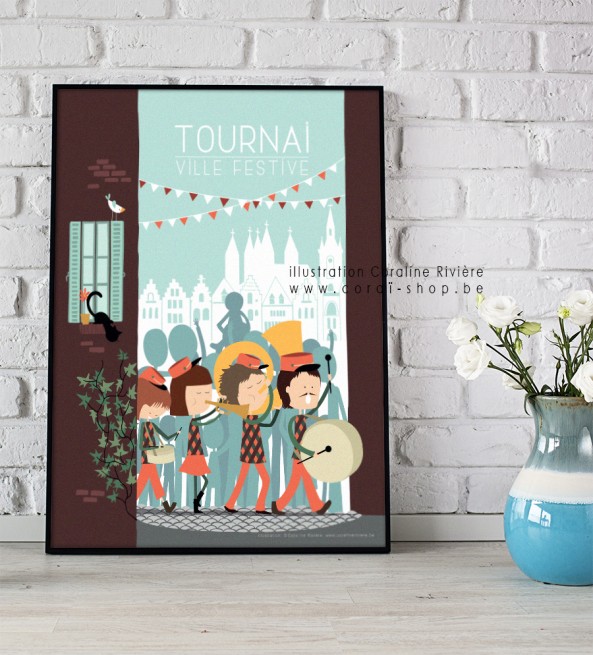 Poster Affiche Tournai ville festive
