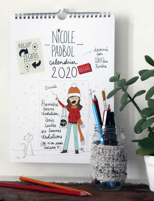 Calendrier 2020 dessins humour "Nicole Padbol" (dont 13 cartes postales!)