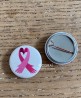 Badge prevention cancer du sein ruban rose coeur