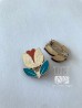 Broche flower power fleur rose orange