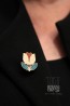 Broche flower power fleur rose orange