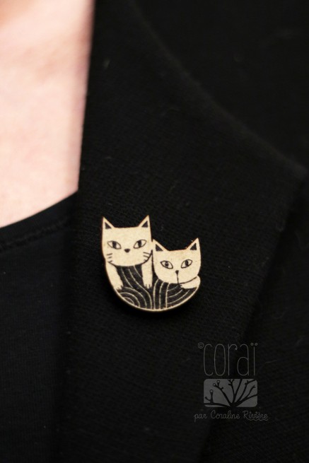 Broche chats entrelacés Broche chats entrelacés