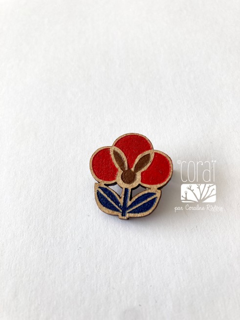 Broche fleur vintage rouge et bleu Broche fleur vintage rouge et bleu