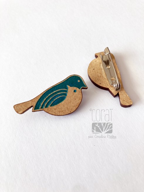 Broche turquoise couple oiseau Broche turquoise couple oiseau