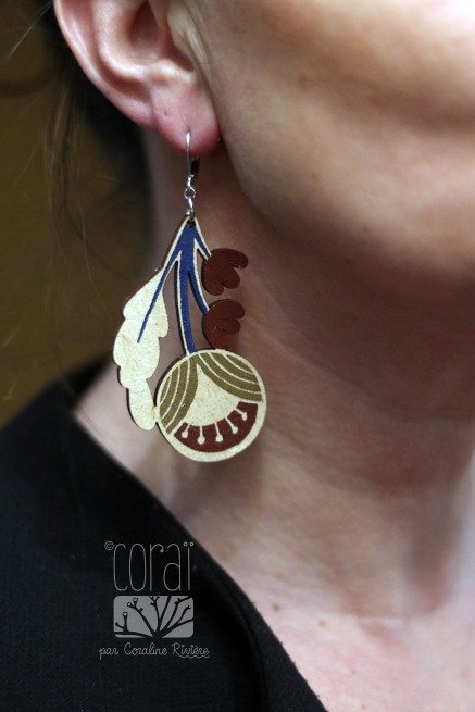 Boucles d'oreilles grosse fleur vintage bleu Boucles d'oreilles grosse fleur vintage bleu