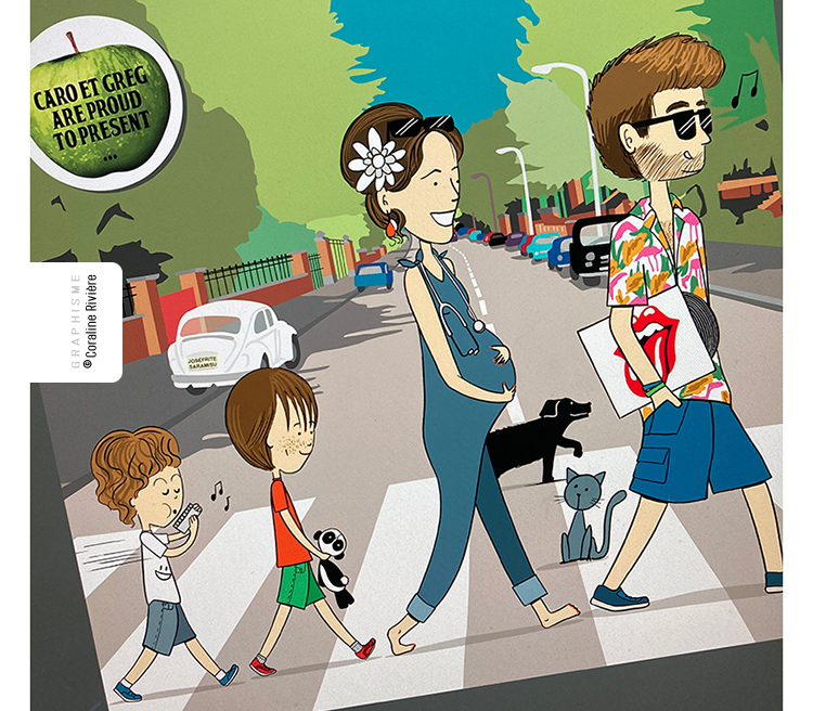 faire-part naissance Beatles Abbey Road passage piéton