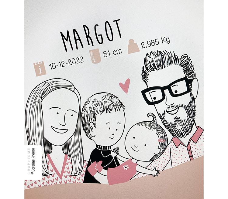 faire-part naissance original portrait de famille Margot